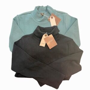 ToTo Heros‎ Set of 2 Turtleneck Mock Neck Top Boys 110 2-3T Black Blue Ribbed